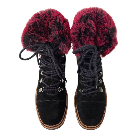 Sam Edelman 8 Bowen Black Suede Combat Fur Lined Lace Up Combat Hiker Boot - Picture 3 of 8